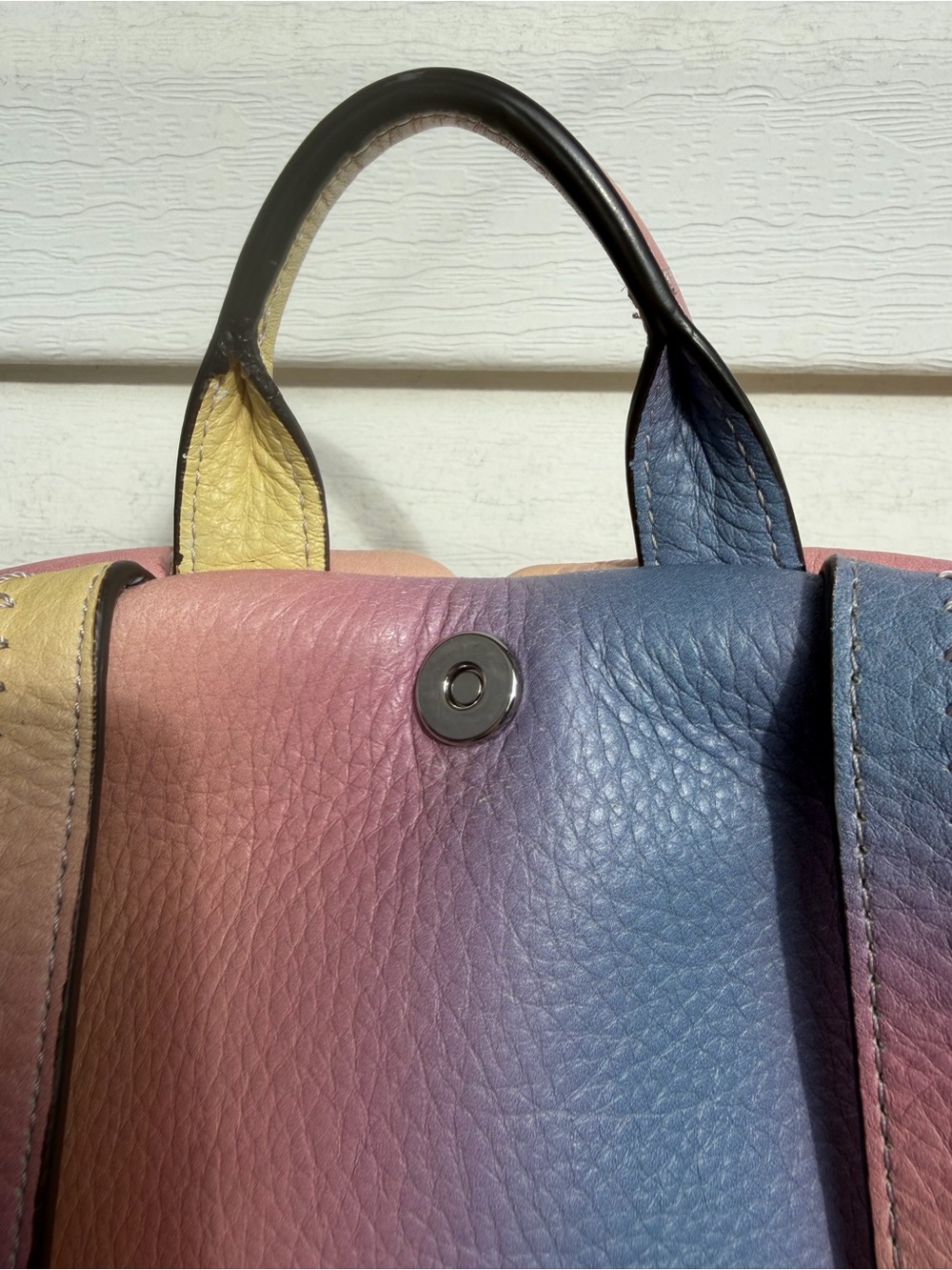 Aimee Kestenberg Pastel Gradient Leather Backpack - Pink Yellow Blue - Picture 9 of 11